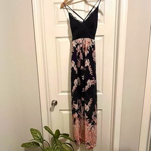 Navy and Pink Maxi Sun Dress